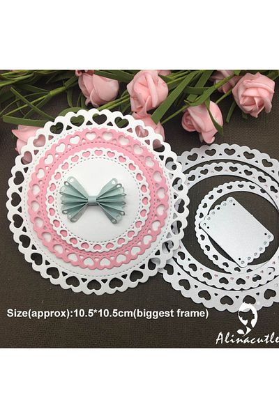 Choice Circle Alinacutle Die Cut Metal Cutting Die Round Frame Heart Border Rosette Edge Scrapbooking Paper