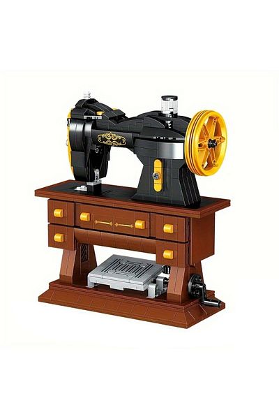 AMAZINGBLOKS 633 قطعة مع صندوق 633 قطعة من مكعبات بناء ماكينة الخياطة الرجعية نموذج ديكور سطح المكتب الإبداعي