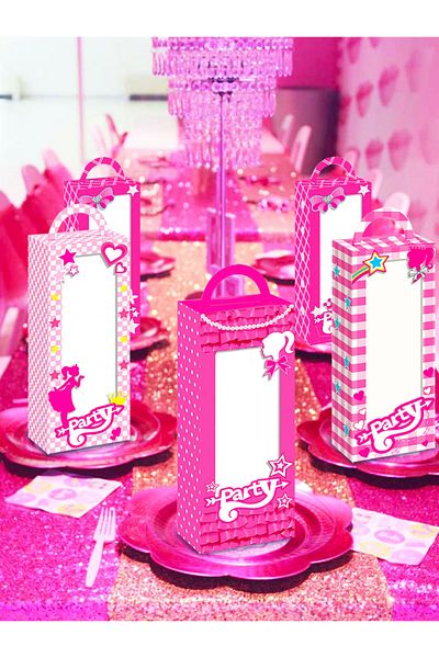 Choice Other Other Pink 12 Pcs Let's Go Party Supplies Pink Candy Boxes Let's Go Party Gift Box Treat Bags