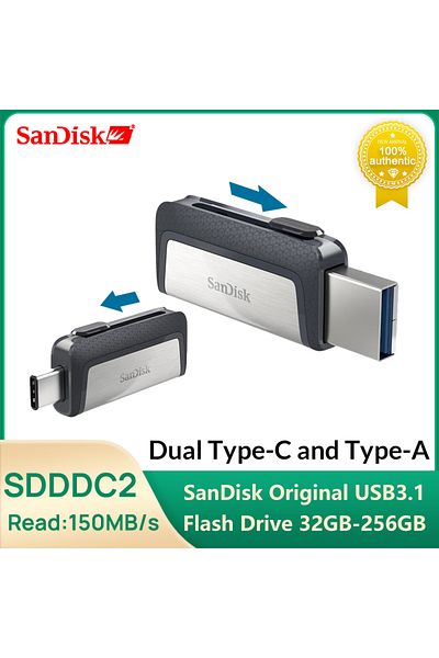 SanDisk 256gb Sdddc2 Sdddc2 Dual Plug Flash Drive Type-c Type A 32gb 64gb 128gb 256gb Otg Usb Pen Dr