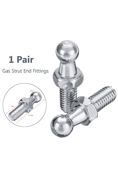 Choice Universal Silver 2pcs Boot Bonnet Gas Strut End Fitting 10mm M8 Ball Pin Joint Valve Spring Holders