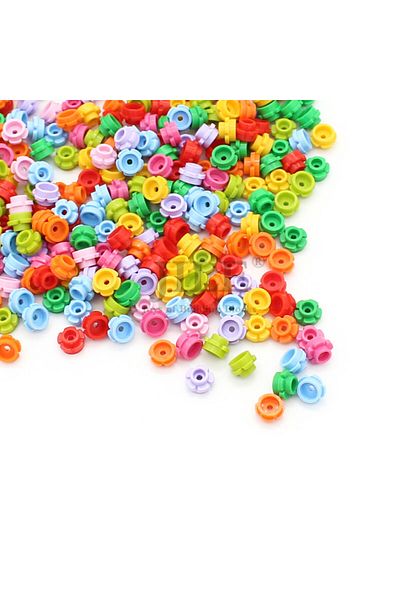 Choice 500pcs MOC Plant Building Blocks Plate Round 1x1 with Flower Edge 5 Petals Grass Floret Compatibl...