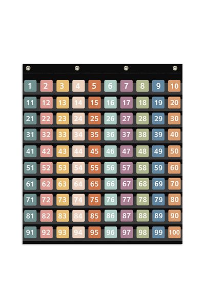 Choice Black Classroom Hundreds Pocket Chart With 100 Number Cards Counting Pocket Chart 1-100 Board Pocket