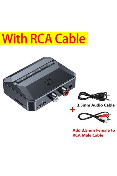 Choice V5.3 With Rca Cable Nfc Bluetooth 5.3 Audio Receiver 3.5mm Aux Rca Usb Tf Hifi Stereo Music Wireless