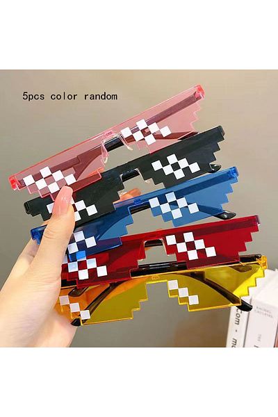 Choice 5pcs 5pcs New Mosaic Sunglasses Trick Toy Thug Life Glasses Deal With It Glasses Pixel Black Mosaic