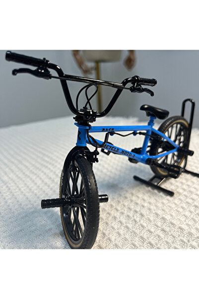 Choice صندوق رغوي أزرق مقاس 1:8 دراجة صغيرة من سبائك معدنية مع رف لوقوف السيارات وزخرفة معدنية مصبوبة بإصبع جبلي