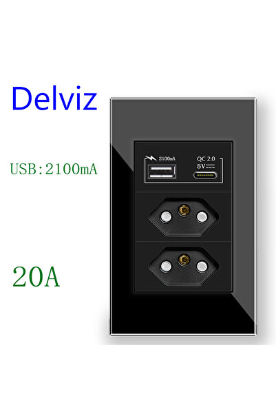 Choice 110-250V Black ( 2100mA) Delviz 20A Electric plug Wall Socket, 3A USB ...