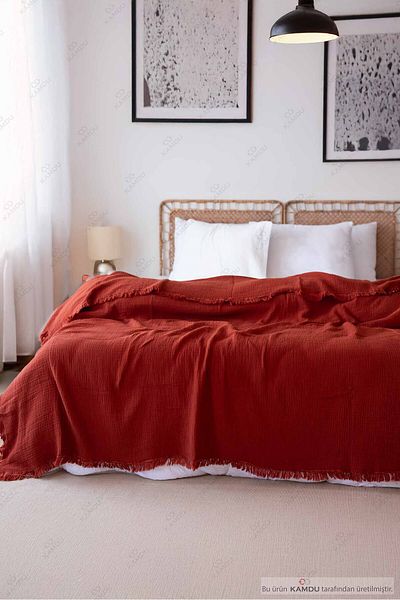 QURRY 200X220 cm Luxury Muslin Bedspread - 100% Cotton, Stylish Design, Double Bedspread