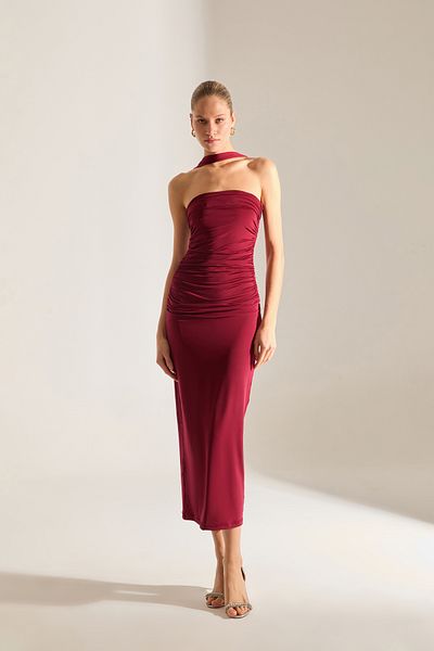 BETTY & SAM Rochie midi Stirling cu două fețe burgundy