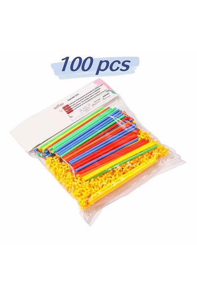 Choice 100pcs Straw Builder Toys Construction Engineering Toys Fine Tube Building Blocks Toys, Educational