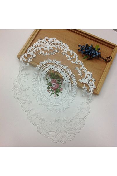 Choice -wt French Style Retro Oval Lace Placemats Coffee Mug Coaster Party Dinner Table Tablecloth Ins Vase