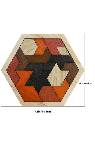 Choice Retro Geometry Wooden Hexagon Puzzle For Kid And Adults,Block Tangram ...