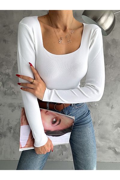 Lady Doll Women's Square Neck Knitwear Seasonal Sweater