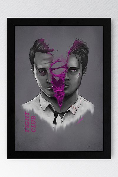 Saturn Επιτραπέζιο με κορνίζα Fight Club Edward Norton - Επιτραπέζια αφίσα ταινίας Fight Club