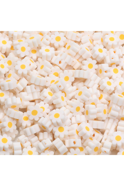 choice2 50pcs C05970 20/50/100pcs 9mm Cute White Daisy Beads Polymer Clay Bea...