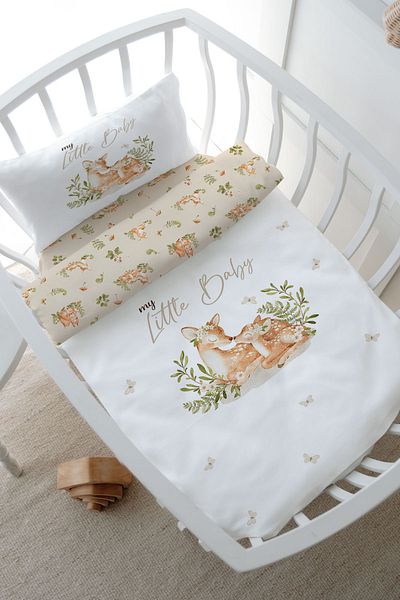 Tuğba Kuğu Baby Series Mom and Baby Deer Park Bed Duvet Cover Set - 80X120