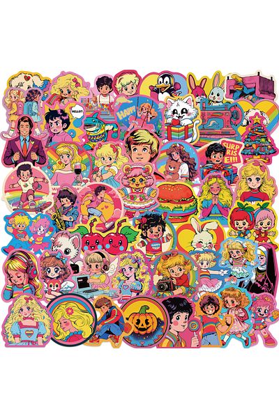 Choice 50pcs All 50pcs Vintage Aesthetic Cartoon Graffiti Stickers Decorative Stationery Laptop Waterproof