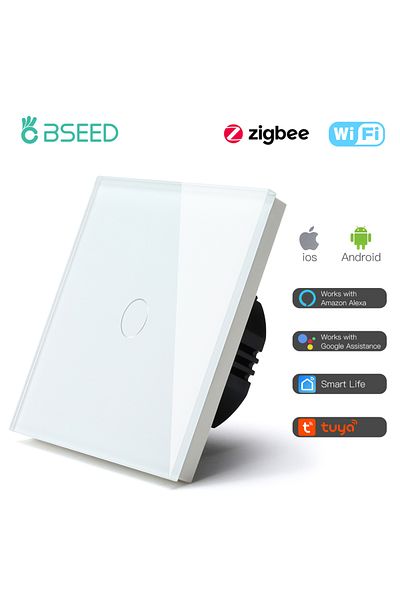 Choice Eu Standard 1gang White Bseed Zigbee Touch Switch Glass 1/2/3gang Smart Light Switch Tuya Wireless C