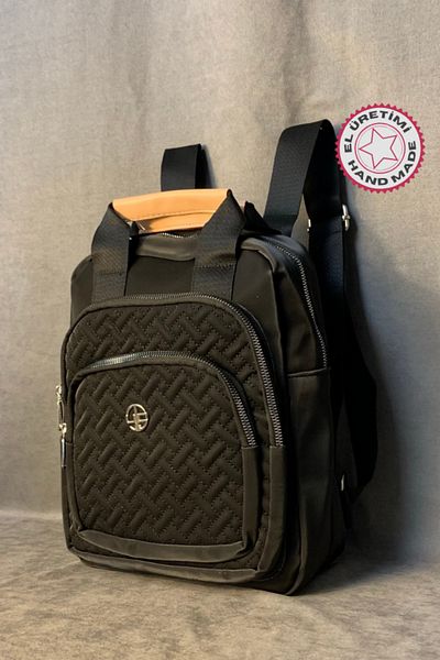 Uretti - Hüseyin 1361 Multi-Compartment Zippered Women's Backpack - Black