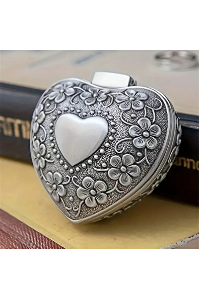 Choice M Silver Heart Jewelry Box Container Retro Jewelry Container Trinket C...