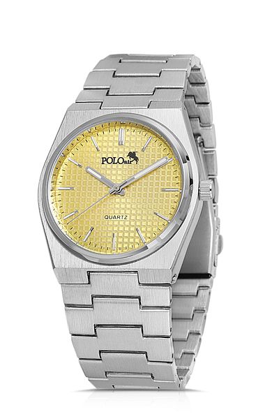 Polo Air Stylish Men's Wristwatch Silver-Yellow PL-0861E4x