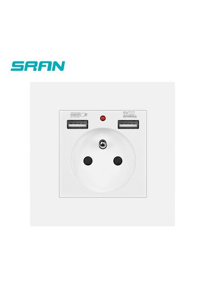 Choice White Sran 16a 220v French Wall Socket With Usb Port 86*86mm Plastic Panel Electrical Outlet France