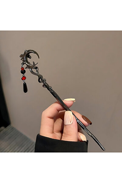 Choice إكسسوار شعر نسائي أسود عصري بتصميم فريد من نوعه، عصا شعر مصنوعة من خلي...