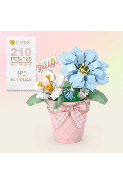 Choice No Box 210pcs Moc Cute Bouquet Flowers Succulent Flowerpot Plant Snow Lotus Rose Lily Model Building
