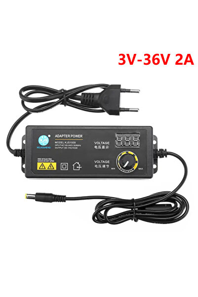 Choice محول طاقة قابل للتعديل 3 فولت - 36 فولت 2 أمبير 60 وات بمقبس الاتحاد ا...