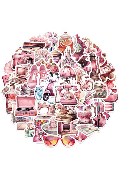 Choice 60PCS Cute Pink Girl Graffiti Stickers Aesthetic Decals for Water Bottles Laptop Scrapbook Phone ...