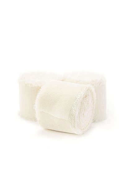 Choice 4cmx5m 3rolls-creamwhite 3 Rolls Cream White/black Handmade Chiffon Ribbon For Gifts Wrapping Weddin