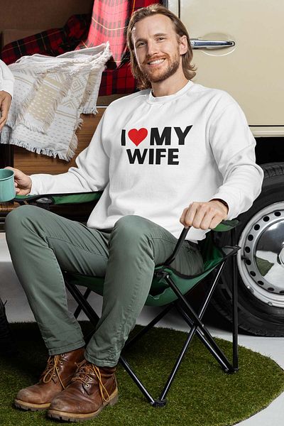 qoeuyl boutique I Love My Wife Husband Wife Husband Lover Couple Combination Valentines Day Gift Printed Sweatshirt