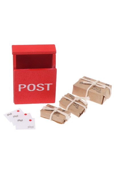 Choice صندوق بريد خشبي صغير مقاس واحد 1:12 لأثاث الحدائق وبيت الدمى وصندوق بر...