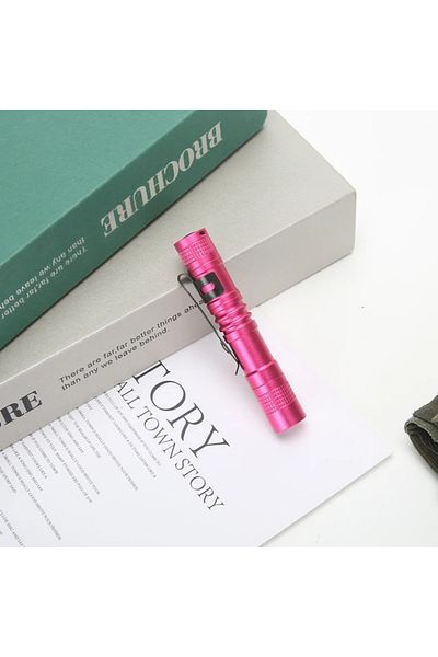 Choice Pink Portable Mini Led Pen Flashlight With Pen Clip Handheld Ultra Pocket Torch Use Aaa Battery For