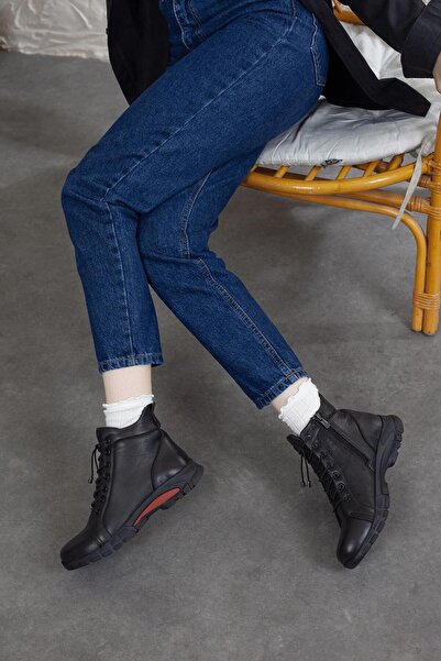 Adım Adım Cizme negre extra moi, cu fermoar, din piele naturală