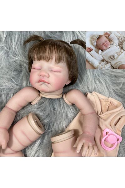 MRB With Cloth Body Painted Doll Kit 19 Inch Already Painted Vinyl Reborn Doll Kit August Sleeping With