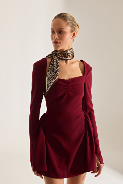 BETTY & SAM Monaco Dark Red Mini Long Sleeve Dress