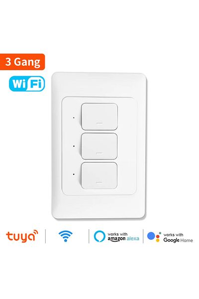 Choice No(WITH)neutral Wire 3 Gang Wifi Tuya Wifi Smart Wall Switch Push Button Switches 1/2/3 Gang No Neut