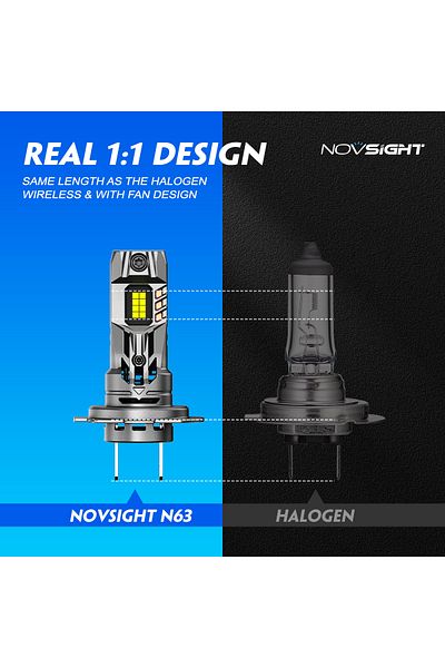 Choice H7 Novsight H7 Led Headlight Bulbs 1:1 Size Light Mini Headlamp 70w 16000lm With Fan 6500k White 12v