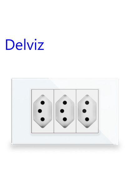 Choice 110-250v White Delviz Brazil Standard Socket, 120mm*72mm Crystal Glass Panel,white/black,ac 110v~250