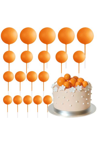 Choice Orange 20 Pcs Ball Cake Topper Decorations Mini Balloons Cake Topper Sticks Orange Balls For Wedding