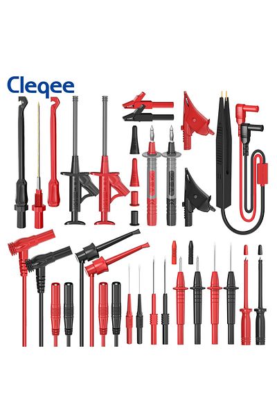 CLEQEE P1925 Silicone Multimeter Test Leads Kit Test Probes Set Alligator Clips Quick Test Hook C...