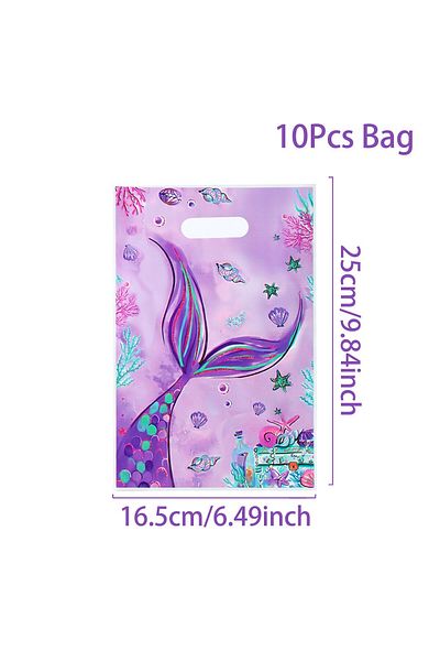 Choice As Picture 10pcs Bag Mermaid Party Plastic Goodie Bags Mermaid Tail Candy Gift Bags For Mermaid One