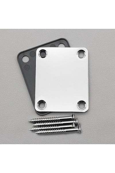 FLEOR Chrome 1pcs Tl Guitar Neck Plate Neck Joint Board With Screws Electric Guitar Parts, Chrome/bl