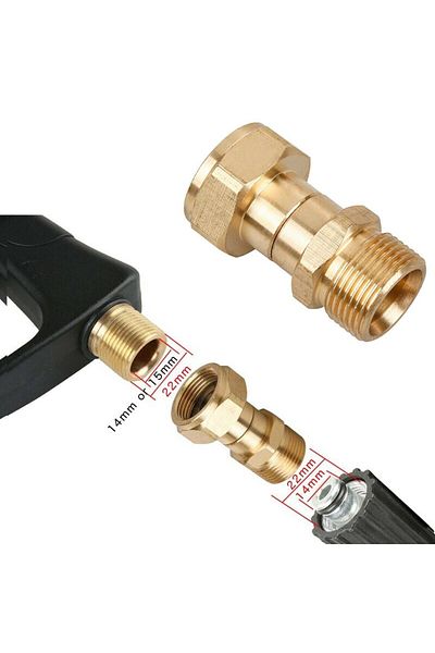 Choice Brass High Pressure Washer Swivel Joint Connector Hose Fitting M22 14mm Thread 360 Degree Rotatio...