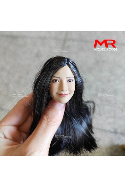 Choice FX10 1/6 Scale Angelababy Head Sculpt Black Long Hair Asian Female Head Carving Model Fit 12'' So...