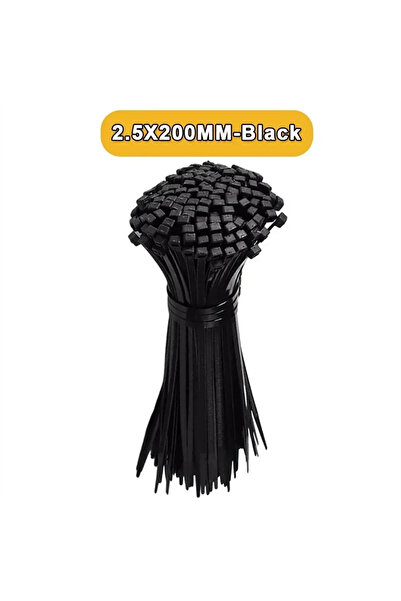 Choice 100 قطعة سوداء 2.5 × 200 مم 1000/100 قطعة من أربطة الكابلات النايلون ا...