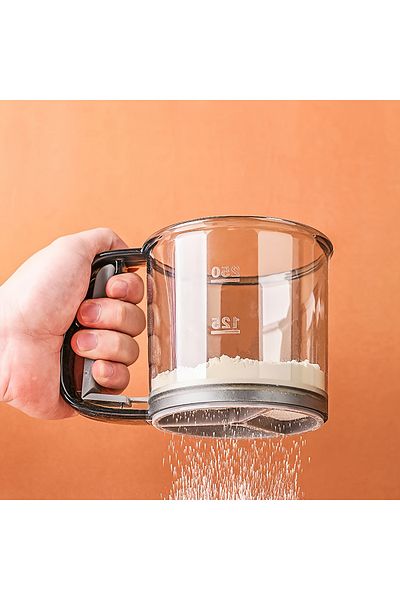 Choice G1002-black Flour Sifter Handheld Semi-automatic Double-decker Filter Flour Baking Special Sieve Kit