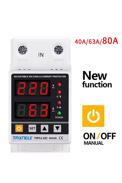 Choice 80A Dual Display 40A 63A 230V Din Rail Adjustable digital Over Under Voltage Relay Surge Protector