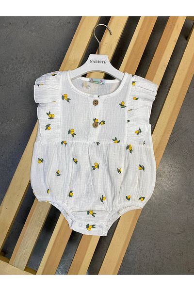 greenmoss Muslin Lemon Patterned Baby Rompers